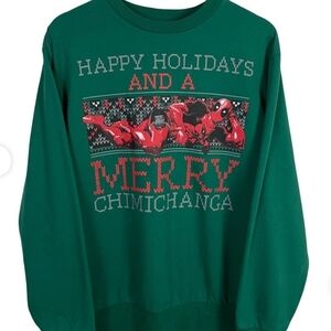 Marvel Green Holiday Sweater with Red Graphics